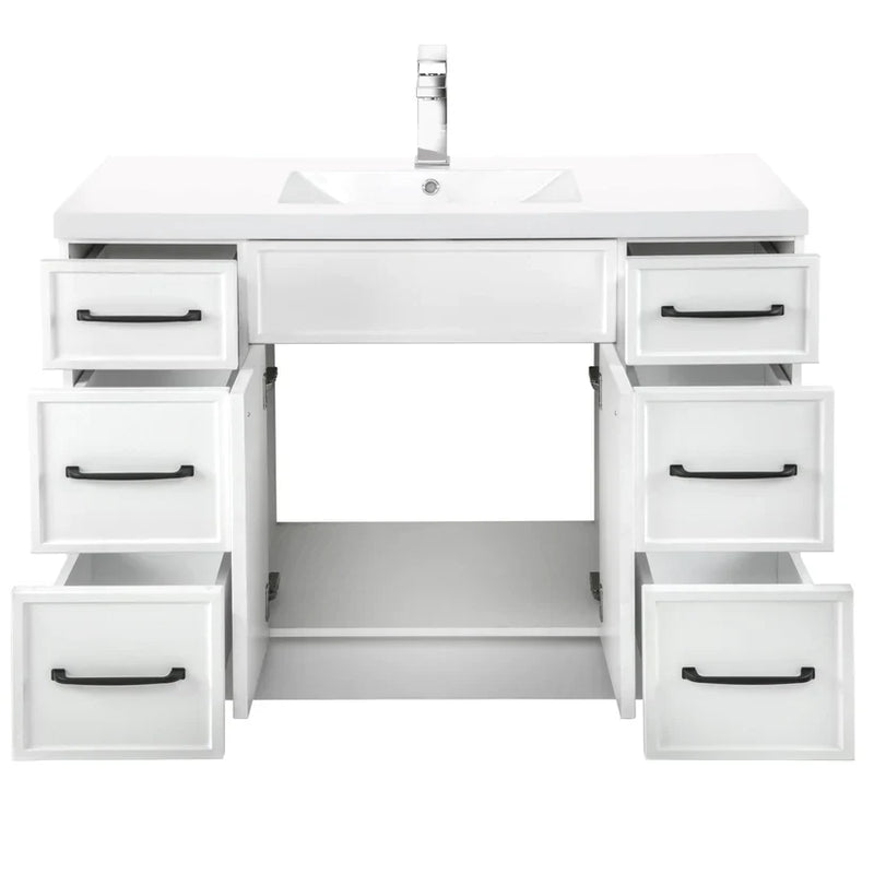 Cutler Manhattan 48” White Single Sink Freestanding Bathroom Vanity MANWHT48SBT