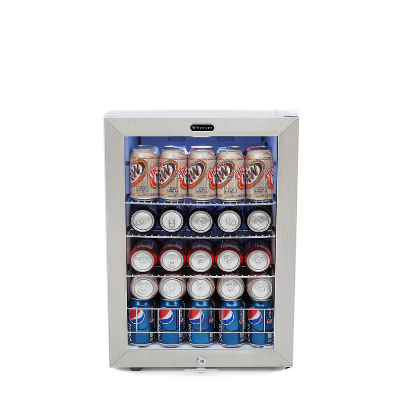 Whynter Beverage Refrigerator With Lock - Stainless Steel 90 Can Capacity