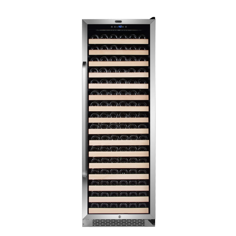 Whynter 166 Bottle Built-in Stainless Steel Compressor Wine Refrigerator with Display Rack and LED display