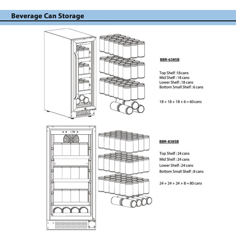 Whynter BBR-638SB 12 inch Built-In 60 Can Undercounter Stainless Steel Beverage Refrigerator