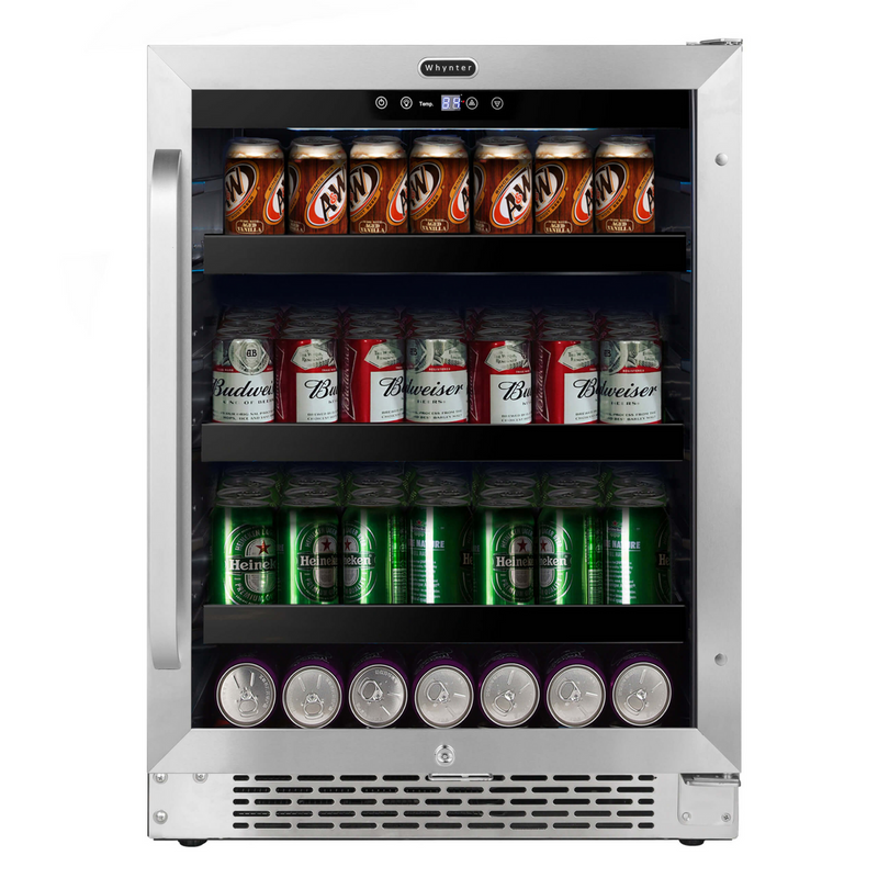 Whynter BBR-148SB 24 inch Built-In 140 Can Undercounter Stainless Steel Beverage Refrigerator with Reversible Door