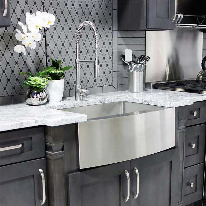 ZLINE Zermatt 30 In. Farmhouse Apron Mount Single Bowl Stainless Steel Kitchen Sink With Bottom Grid