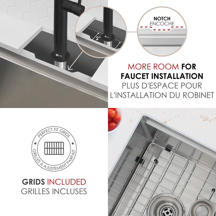 Stylish VERSA42 42" Workstation 70/30 Double Bowl Undermount 16 Gauge Stainless Steel Kitchen Sink with Black Accessories - S-642WK