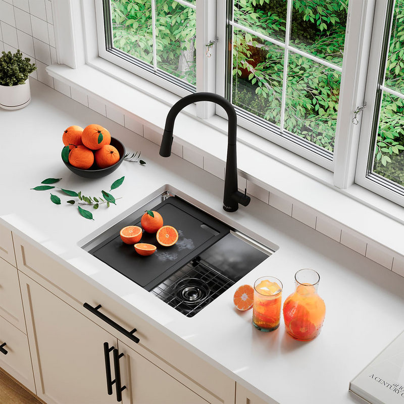Stylish VERSA22 22" Workstation Single Bowl Undermount 16 Gauge Stainless Steel Kitchen Sink - S-622WK