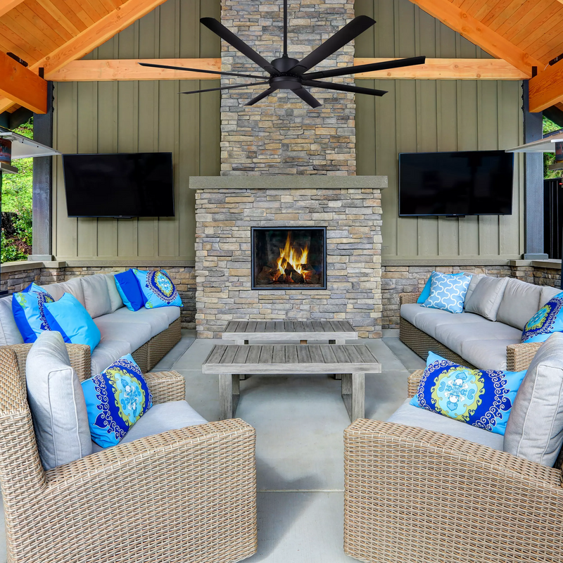 Canarm Ezra 72" Matt Black 8 Blade Outdoor Ceiling Fan - CP72EZR8BK-NLW