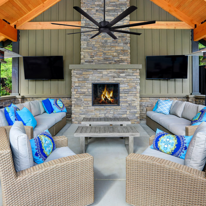 Canarm Ezra 72" Matt Black 8 Blade Outdoor Ceiling Fan - CP72EZR8BK-NLW
