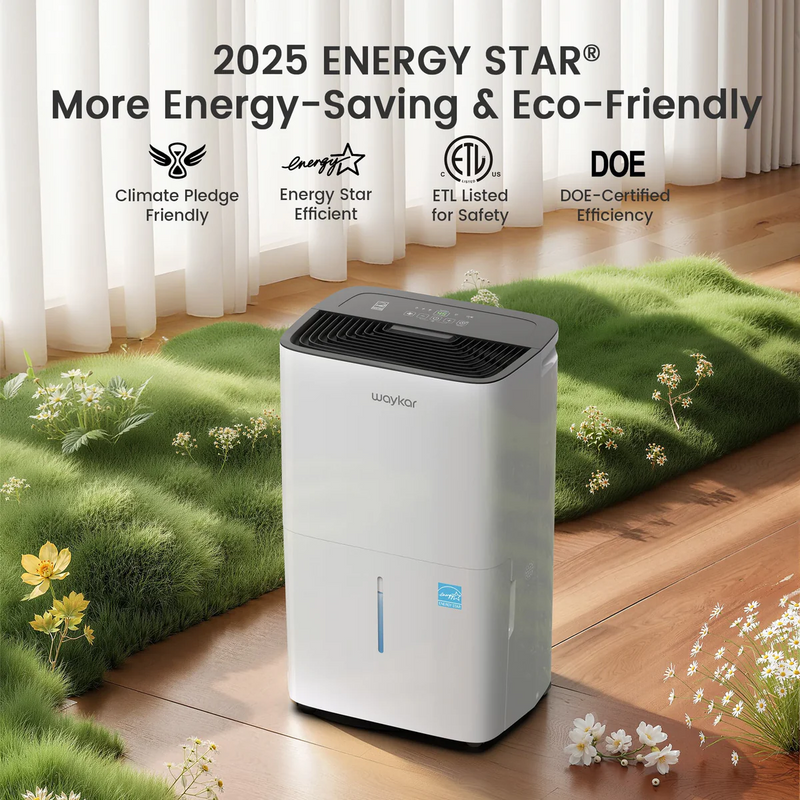 Waykar 80 Pints Energy Star Dehumidifier for Home, Dehumidifier with Drain Hose and 1.45 Gal Tank - CHWA80B