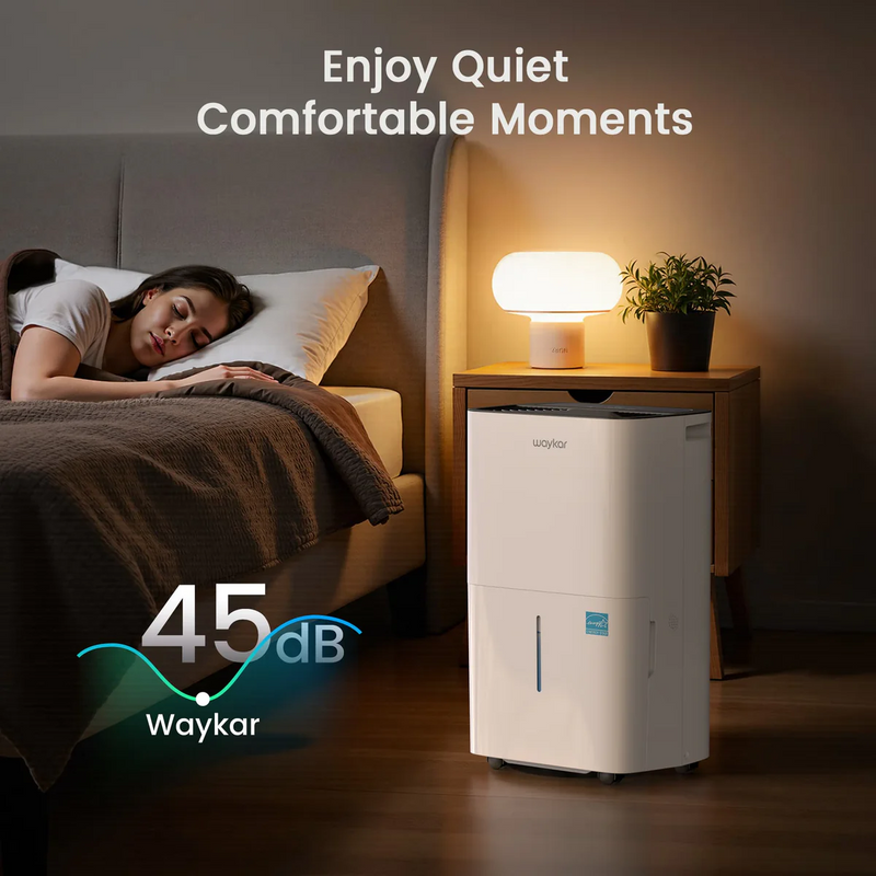 Waykar 80 Pints Energy Star Dehumidifier for Home, Dehumidifier with Drain Hose and 1.45 Gal Tank - CHWA80B