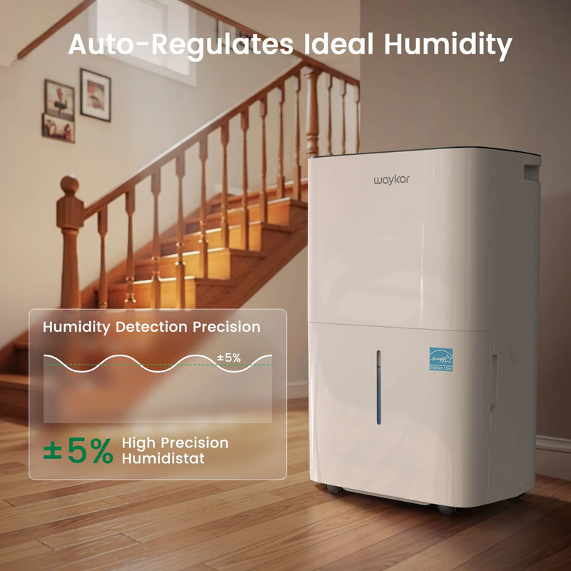 Waykar 80 Pints Energy Star Dehumidifier for Home, Dehumidifier with Drain Hose and 1.45 Gal Tank - CHWA80B