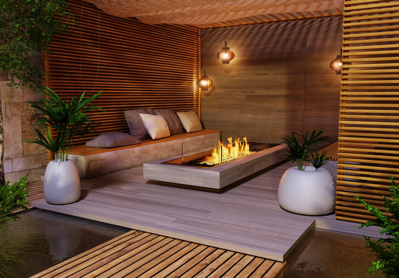 EcoSmart Fire Linear Curved 65 Fire Pit Kit
