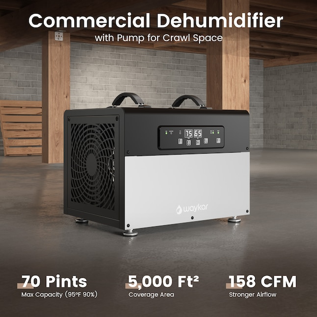 Waykar 70 Pint Energy Star Crawl Space Dehumidifier - AFY1.5DPM