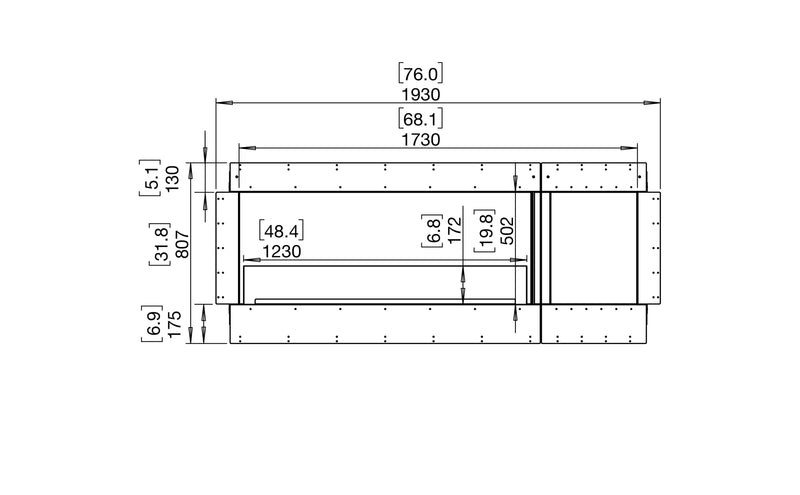 EcoSmart Fire Flex 68SS Single Sided Fireplace Insert with Storage Box