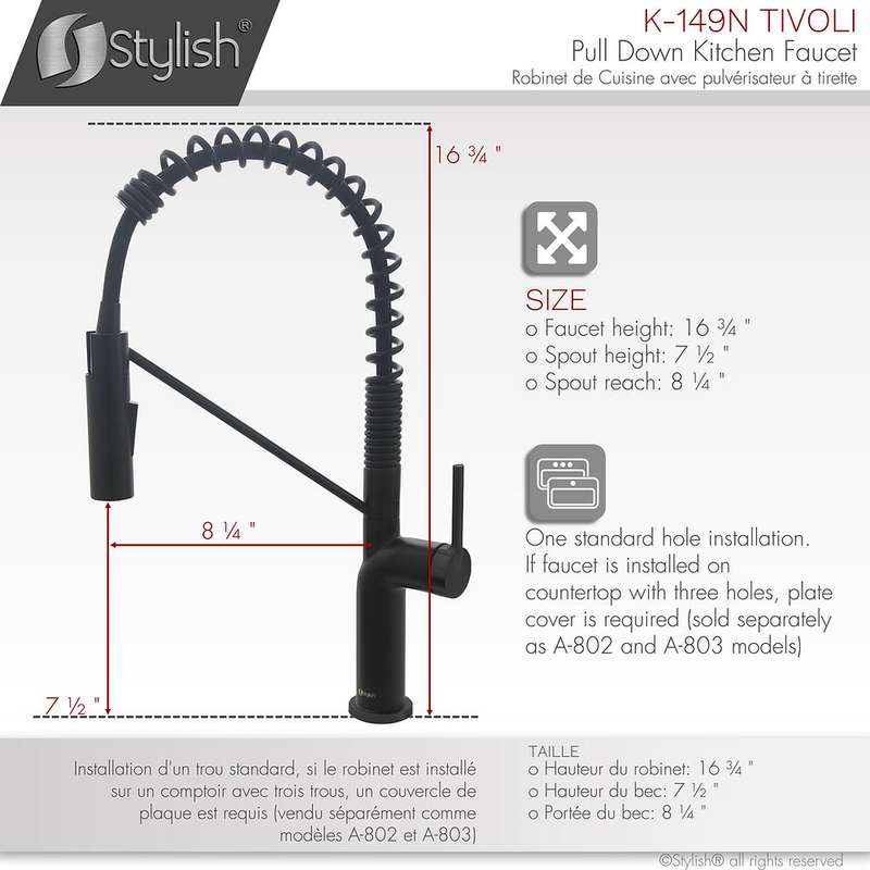 Stylish TIVOLI Single Handle Pull Down Kitchen Faucet