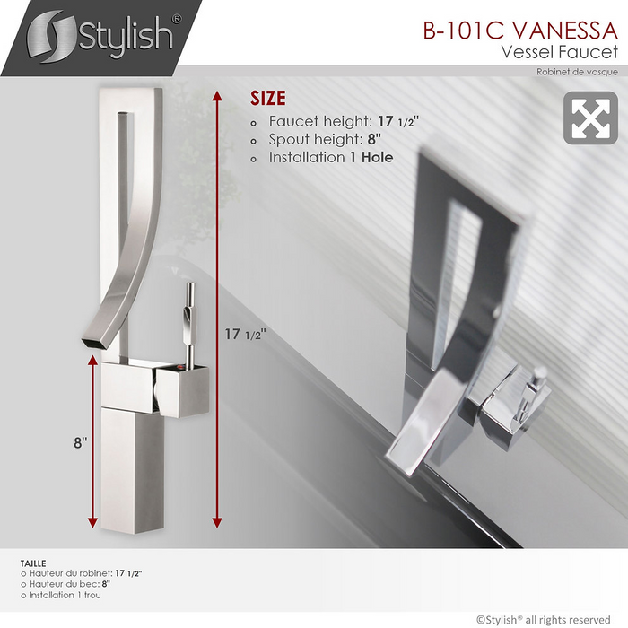 Stylish Vanessa Single Handle Pull Down Kitchen Faucet - Chrome Polished Finish - B-101C