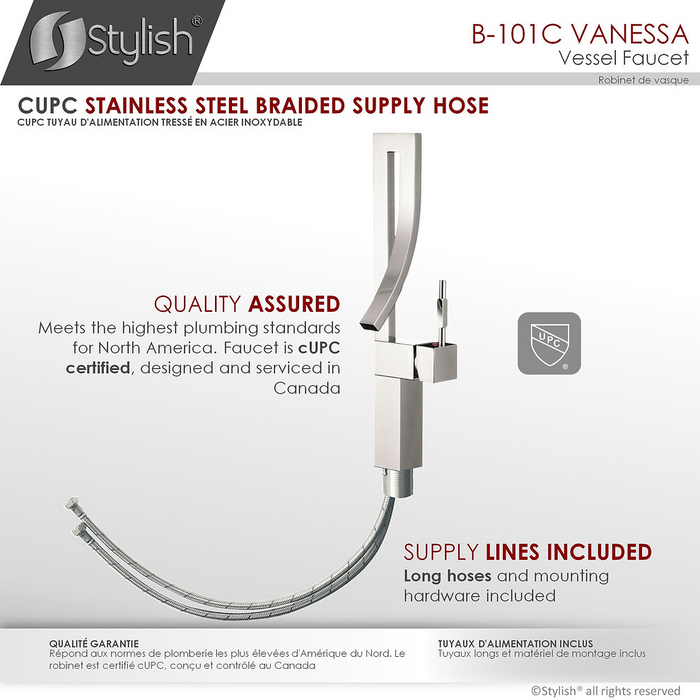 Stylish Vanessa Single Handle Pull Down Kitchen Faucet - Chrome Polished Finish - B-101C