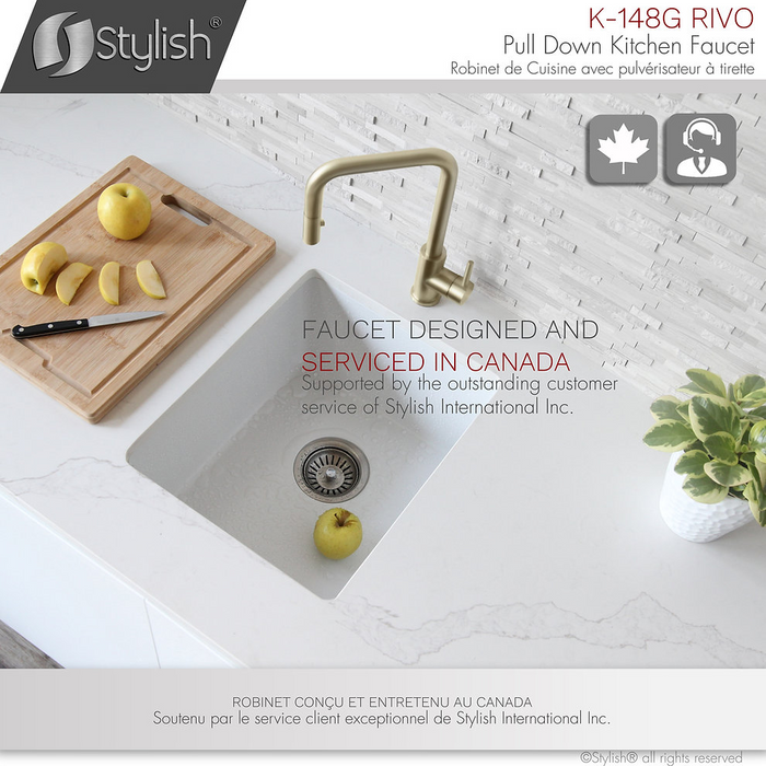 Stylish RIVO Single Handle Pull Down Kitchen Faucet