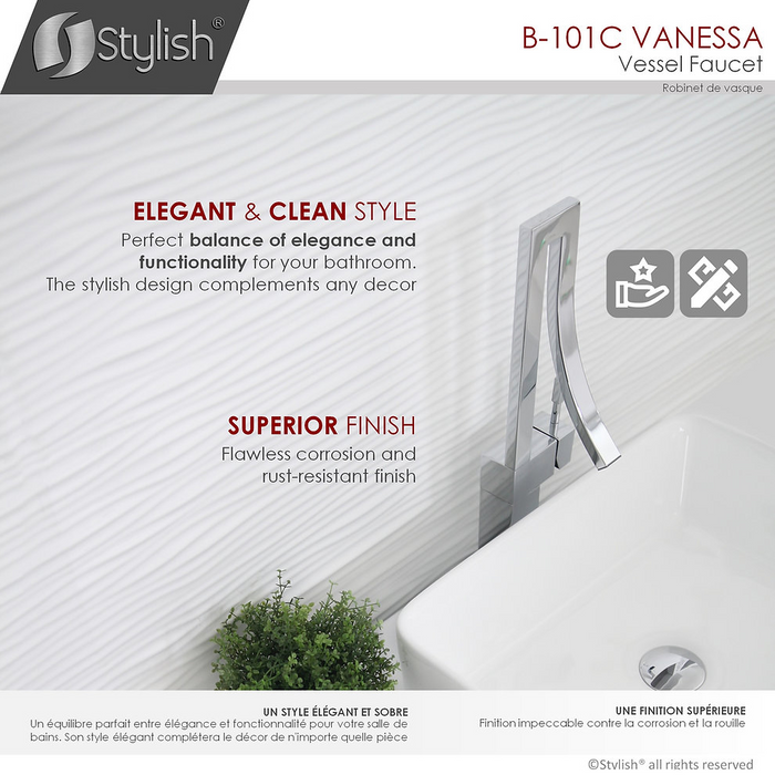 Stylish Vanessa Single Handle Pull Down Kitchen Faucet - Chrome Polished Finish - B-101C