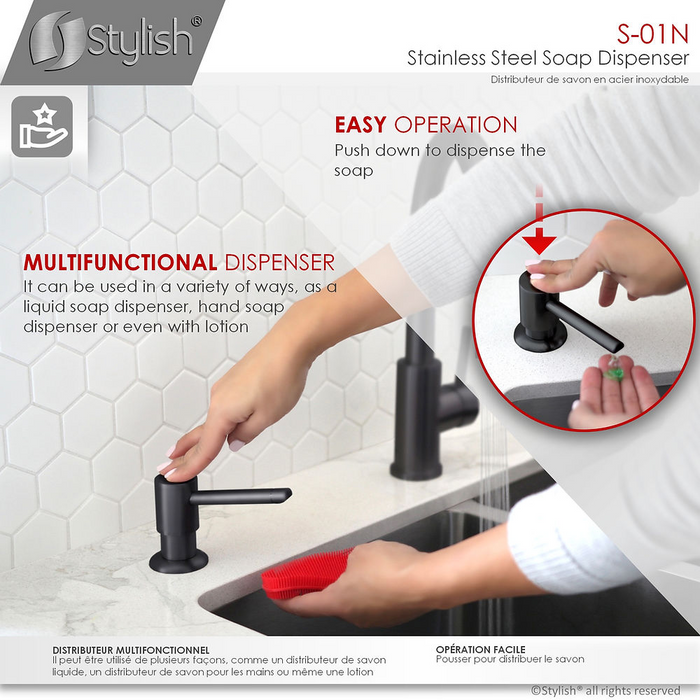 Stylish VENEZIA 1.5 GPM Pull Down Kitchen Faucet + Soap Dispenser - Matte Black Finish - K130NS01N