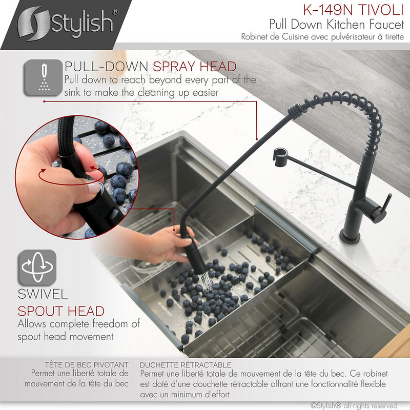 Stylish TIVOLI Single Handle Pull Down Kitchen Faucet