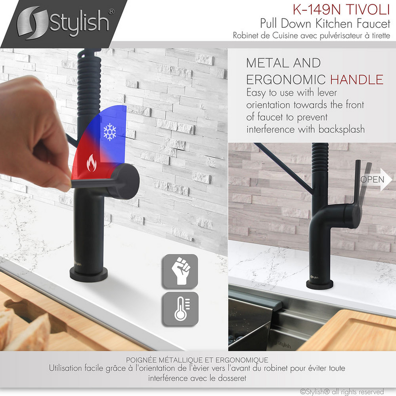 Stylish TIVOLI Single Handle Pull Down Kitchen Faucet