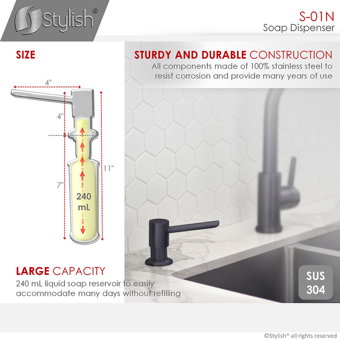 Stylish Modena Pull Down Kitchen Faucet & Soap Dispenser