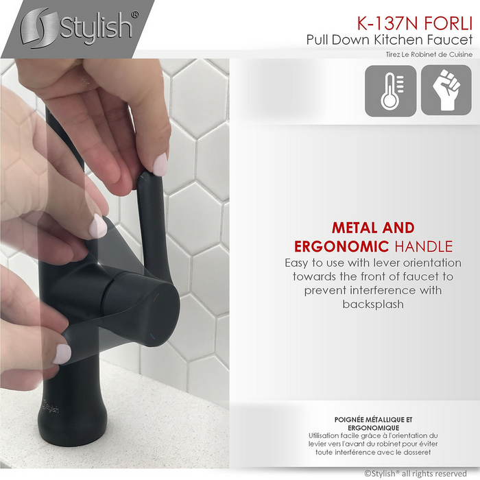 Stylish FORLI Single Handle Pull Down Kitchen Faucet