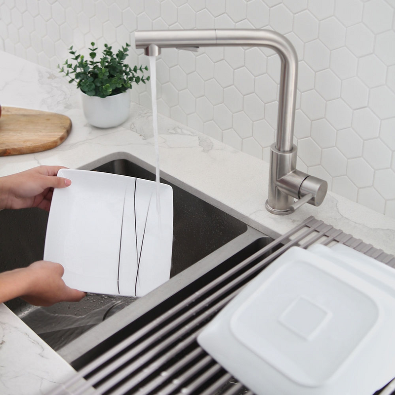 Stylish Pull Down 1.5 GPM Kitchen Faucet + Water Tap - Brushed Stainless Steel Finish - K130SK147S