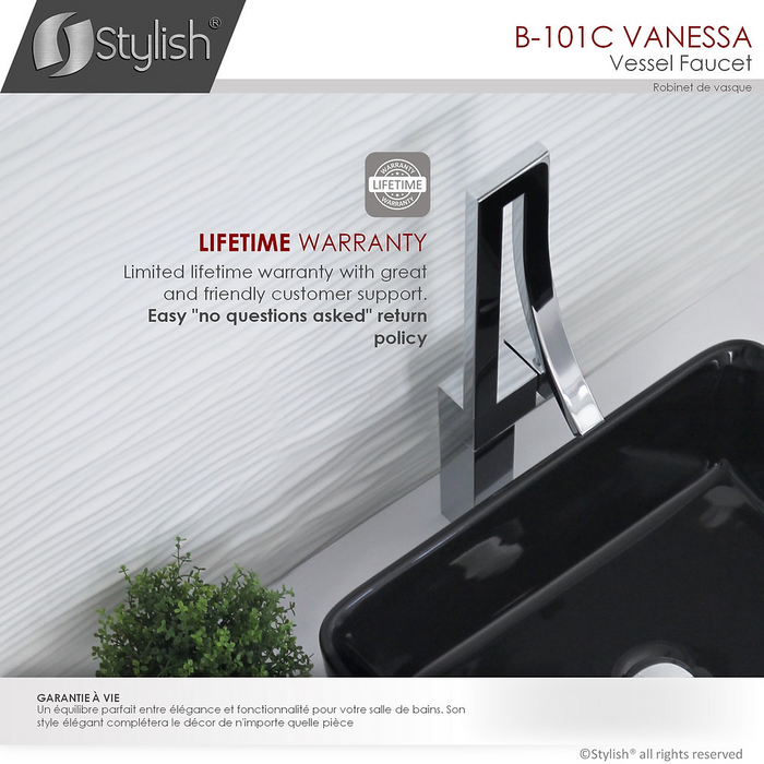 Stylish Vanessa Single Handle Pull Down Kitchen Faucet - Chrome Polished Finish - B-101C