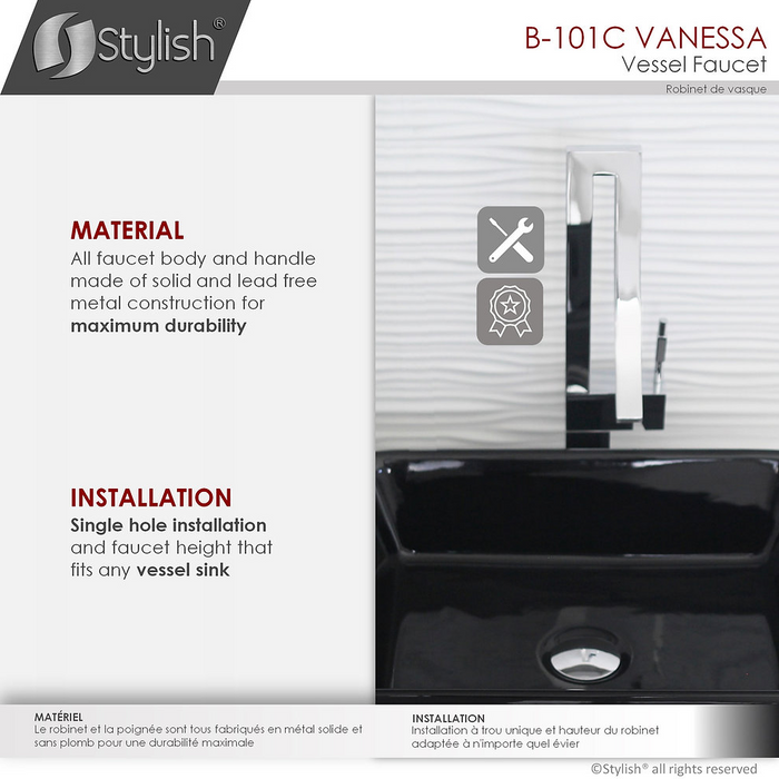 Stylish Vanessa Single Handle Pull Down Kitchen Faucet - Chrome Polished Finish - B-101C