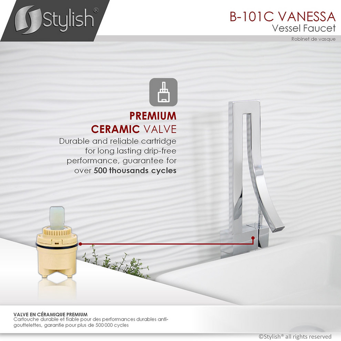 Stylish Vanessa Single Handle Pull Down Kitchen Faucet - Chrome Polished Finish - B-101C