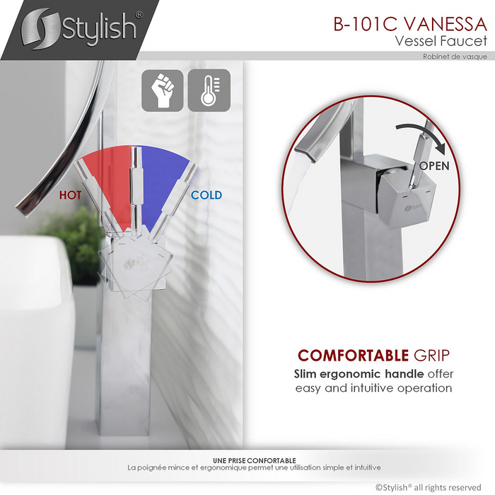 Stylish Vanessa Single Handle Pull Down Kitchen Faucet - Chrome Polished Finish - B-101C