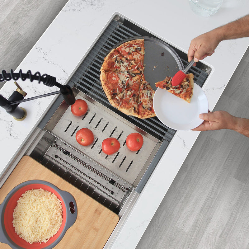 Stylish 39" VERSA39 S-639W Workstation Single Bowl Undermount 16 Gauge Stainless Steel Kitchen Sink with Accessories
