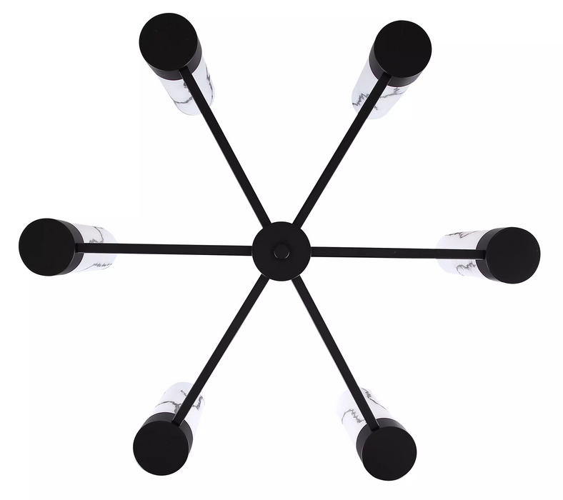 Canarm KRISTELLA Matte Black with 6 Marbled Glass Chandelier - ICH1153A06BK