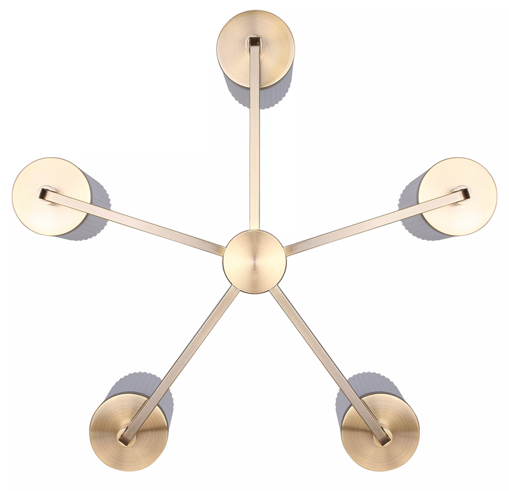 Canarm Kinslea Gold with 5 Flat Opal Ribbed Glass Bulbs Chandelier - ICH1165A05GD
