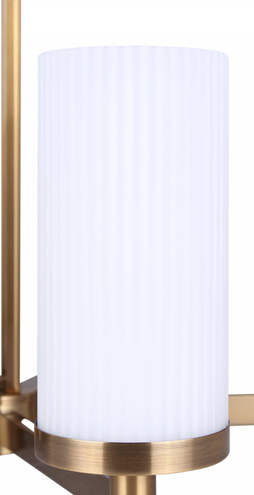 Canarm Kinslea Gold with 5 Flat Opal Ribbed Glass Bulbs Chandelier - ICH1165A05GD