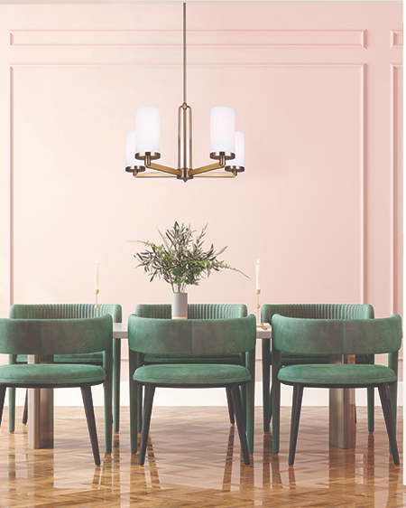 Canarm Kinslea Gold with 5 Flat Opal Ribbed Glass Bulbs Chandelier - ICH1165A05GD