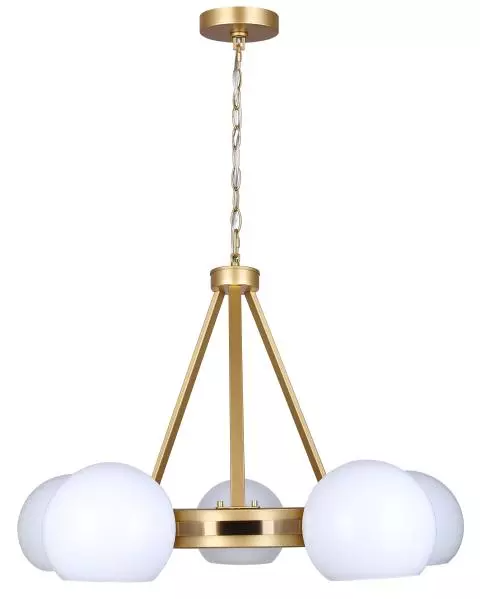 Canarm MONROE Gold with 5 Opal Glass Bulb Chandelier - ICH1169A05GDP9