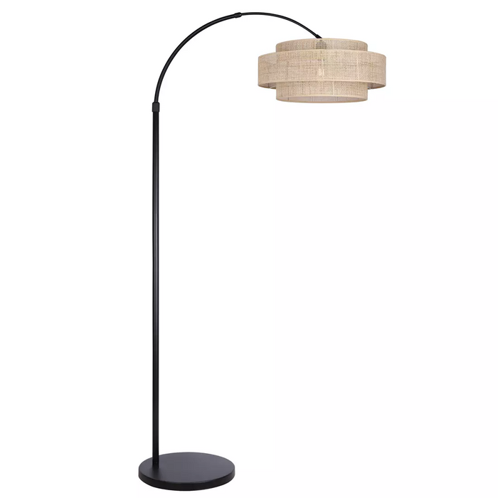 Canarm BELLAMY Matte Black with Natural Rattan Shade Floor Lamp - IFL1149A82BK-NR