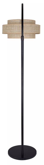Canarm BELLAMY Matte Black with Natural Rattan Shade Floor Lamp - IFL1149A82BK-NR