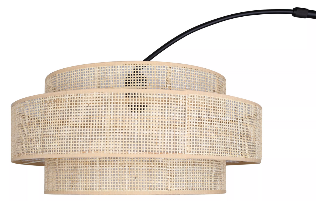 Canarm BELLAMY Matte Black with Natural Rattan Shade Floor Lamp - IFL1149A82BK-NR