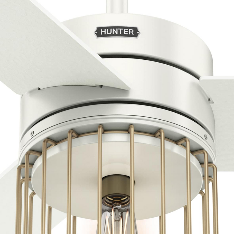 Hunter 52-inch Ronan Ceiling Fan with LED Light in Fresh White - Aged Oak
