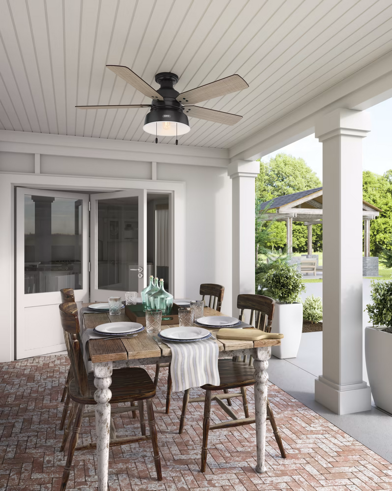 Hunter 52-inch Mill Valley Outdoor Low Profile Ceiling Fan With Light