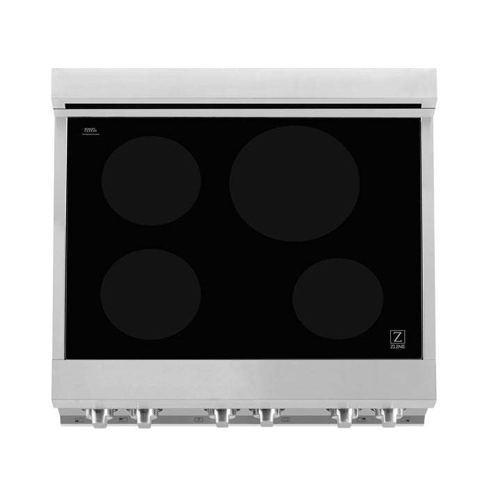 ZLINE 30 In. 4.0 CU. Ft. Induction Range in Fingerprint Resistant Stainless Steel With a 4 Element Stove and Electric Oven (RAINDS-SN-30)