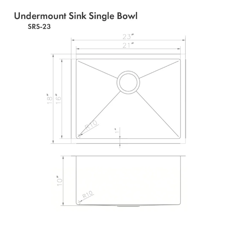 Zline 23 In. Meribel Undermount Single Bowl Kitchen Sink With Bottom Grid