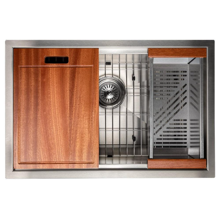 ZLINE Garmisch 30 In. Undermount Single Bowl Stainless Steel Kitchen Sink With Bottom Grid and Accessories