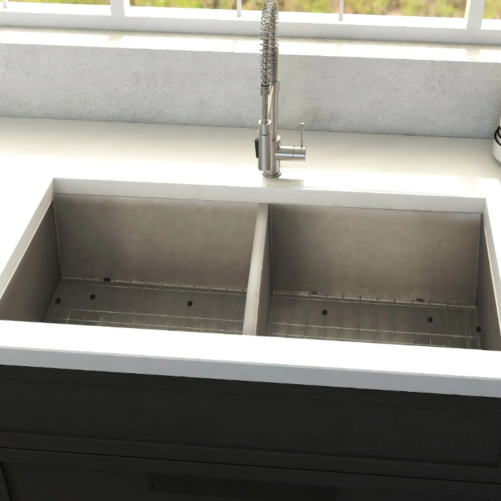 Zline Anton 33 In. Undermount Double Bowl Stainless Steel Kitchen Sink With Bottom Grid