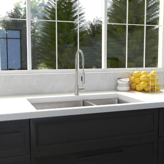 Zline 36 In. Chamonix Undermount Double Bowl Kitchen Sink With Bottom Grid - SR60D-36S