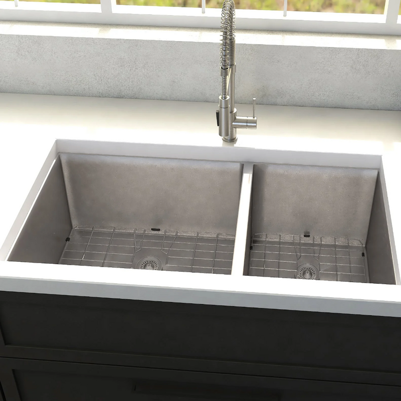Zline 36 In. Chamonix Undermount Double Bowl Kitchen Sink With Bottom Grid - SR60D-36S