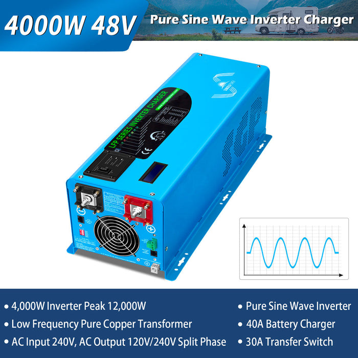 SunGoldPower 4000W DC 48V Split Phase Pure Sine Wave Inverter With Charger UL1741 Standard