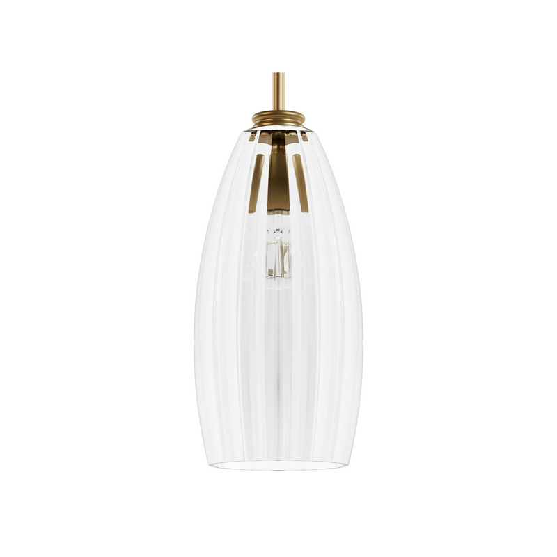 Hunter Rossmoor Luxe Gold with Clear Glass 1 Light Pendant Ceiling Light Fixture - Jasmine Roth Collection